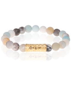 Kralen armband Frosted Amazoniet Tibetaanse kraal Goudkleurig