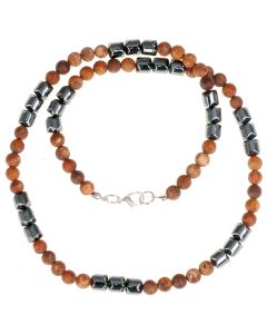 Kralenketting heren Bruin natuursteen en Hematiet