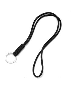 Lang Sleutelkoord Zwart Paracord met Zilverkleurige Ring