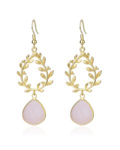 Laurelkrans Oorbellen Deja Jewels - Goud en Roze Kwarts