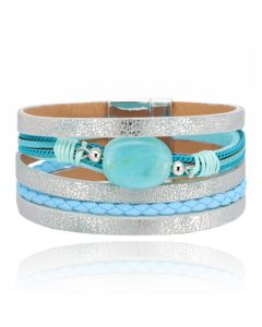 Layered Armband Vintage met Steen  - Lichtblauw