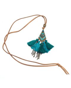 Lederen Tassel Ketting voor Dames - Blauw