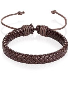 Leren armband Heren Bruin Verstelbaar Gevlochten leer