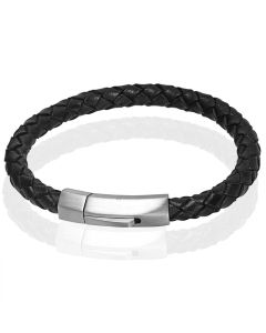 Leren armband Heren Edelstaal LGT Jewels Zilverkleurig Zwart