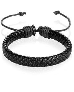 Leren armband Heren Zwart Verstelbaar Gevlochten leer
