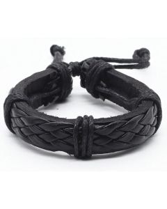 Leren armband LGT Jewels Gevlochten Verstelbaar Touw Zwart