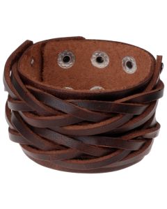 Leren mannen armband bruin ingesneden leer