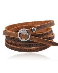 Leren Wikkelarmband LGT Jewels Verstelbaar Bruin