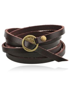 Leren Wikkelarmband LGT Jewels Verstelbaar Donkerbruin