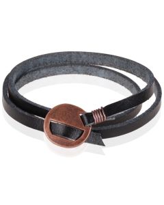 Leren Wikkelarmband LGT Jewels Verstelbaar Zwart