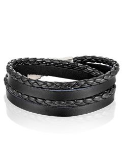 Leren Wrap armband LGT Jewels Gevlochten leer Zwart