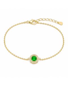 LGT JWLS Goudkleurige Dames Armband met Groene Zirkonia
