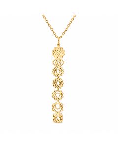 LGT JWLS Goudkleurige Dames Ketting met 7 Chakra Symbolen Hanger