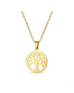 LGT JWLS Goudkleurige Dames Ketting met Levensboom Hanger