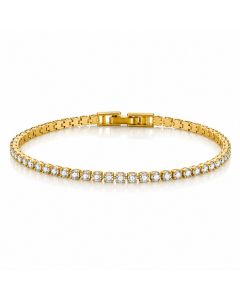LGT JWLS Goudkleurige Dames Tennisarmband met Witte Zirkonia 2,5 mm