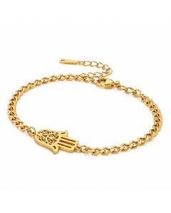 LGT JWLS Goudkleurige Damesarmband van Edelstaal met Hamsa Hand
