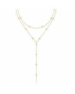 LGT JWLS Goudkleurige Dubbele Y-Ketting voor Dames met Witte Zirkonia