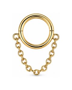 LGT JWLS Goudkleurige Segmentring Piercing met Enkele Ketting voor Neus en Kraakbeen
