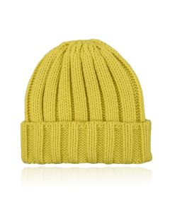 LGT JWLS Grofgebreide Dames Beanie met Omslagrand - Geel