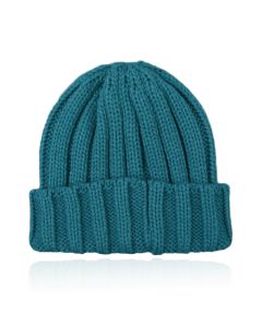 LGT JWLS Grofgebreide Dames Beanie met Omslagrand - Petrol