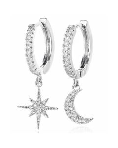 LGT JWLS Oorringen met Ster en Maan Hanger - Star Moon Silver