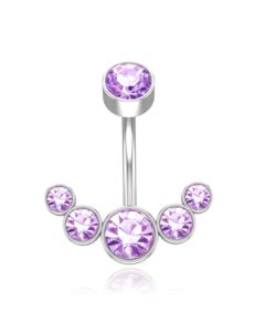 LGT JWLS Piercing in Anker vorm - Paars Kristal & Zilver