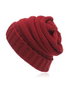 LGT JWLS Rood Grofgebreide Dames Muts
