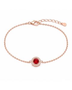 LGT JWLS Rosegoudkleurige Dames Armband met Rode Zirkonia