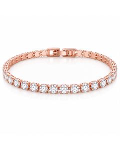LGT JWLS Rosegoudkleurige Dames Tennisarmband met Witte Zirkonia 4 mm