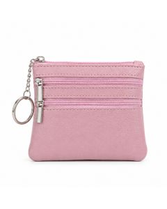 LGT JWLS Roze Kleine Dames Portemonnee met Ritsen en Sleutelring