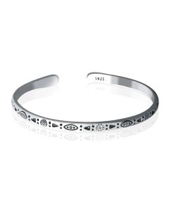 LGT JWLS Vintage Manchetarmband - Tibetaans Zilver - Eye