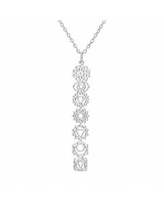 LGT JWLS Zilverkleurige Dames Ketting met 7 Chakra Symbolen Hanger