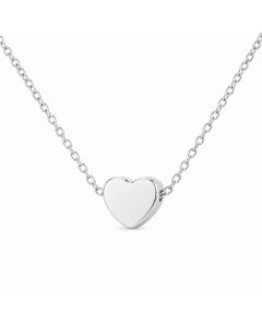 LGT JWLS Zilverkleurige Dames Ketting met Kleine Gladde Harthanger