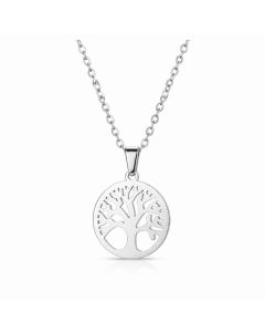 LGT JWLS Zilverkleurige Dames Ketting met Levensboom Hanger