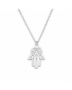LGT JWLS Zilverkleurige Dames Ketting met Open Fatima Hand Hanger