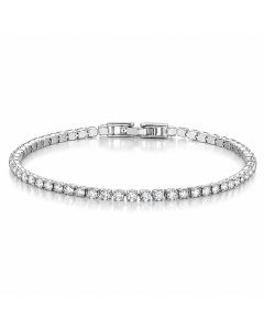 LGT JWLS Zilverkleurige Dames Tennisarmband met Witte Zirkonia 2,5 mm