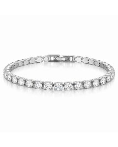 LGT JWLS Zilverkleurige Dames Tennisarmband met Witte Zirkonia 4 mm