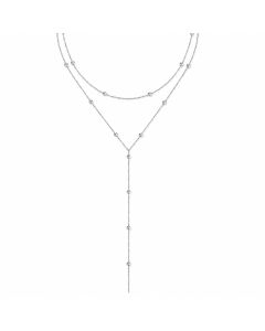 LGT JWLS Zilverkleurige Dubbele Y-Ketting voor Dames met Witte Zirkonia