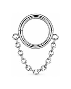 LGT JWLS Zilverkleurige Segmentring Piercing met Enkele Ketting voor Neus en Kraakbeen