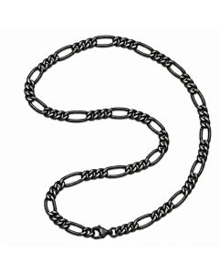 LGT JWLS Zwarte Figaro Herenketting van Edelstaal 6mm