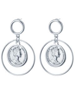 LGT Jewels Cirkelvormige Damesoorbellen met Interne Munt Zilver