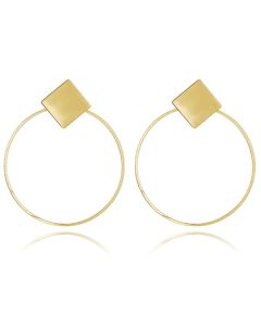 LGT Jewels Cirkelvormige Damesoorbellen met Rhombus Zilver