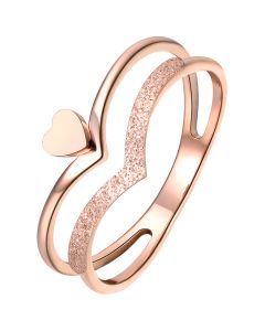 LGT Jewels Dames ring Edelstaal Rose Kroon Hartje