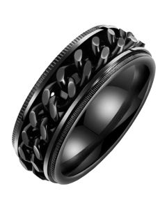 LGT Jewels edelstaal heren ring Cuban Link Zwart