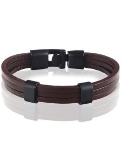 LGT Jewels heren armband Bruin leer Schuifgesp - 20cm