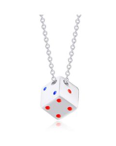 LGT Jewels heren ketting Edelstaal Geluk Dobbelsteen Zilverkleurig