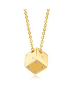 LGT Jewels heren ketting Edelstaal Geluk Dobbelsteen Goudkleurig