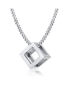 LGT Jewels heren ketting Edelstaal Kubus Zilverkleurig
