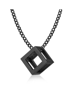 LGT Jewels  heren ketting Edelstaal Kubus Zwart