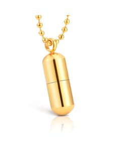 LGT Jewels heren ketting Edelstaal Pill Case Goudkleurig